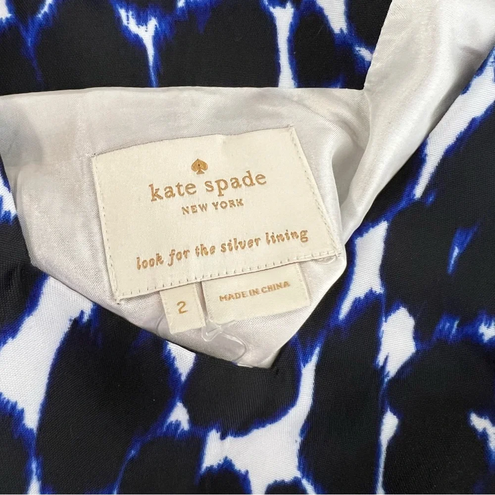 Kate Spade ♠️ Blue Be Daring Leopard Animal Print Fit & Flare Dress Sz 2